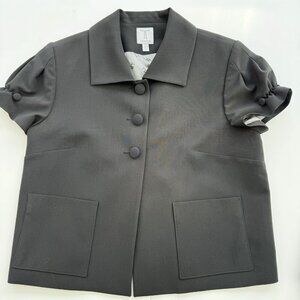 Tristan Cropped Black Blazer Short Sleeves Dark Academia Sz 14 Vintage